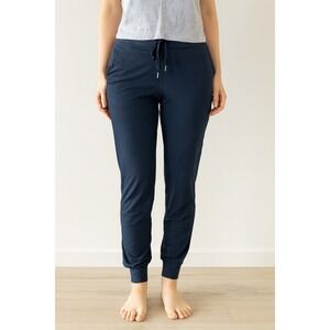 Black Joggers Athleisure Pants Drawstring Waist Pockets Comfy Casual